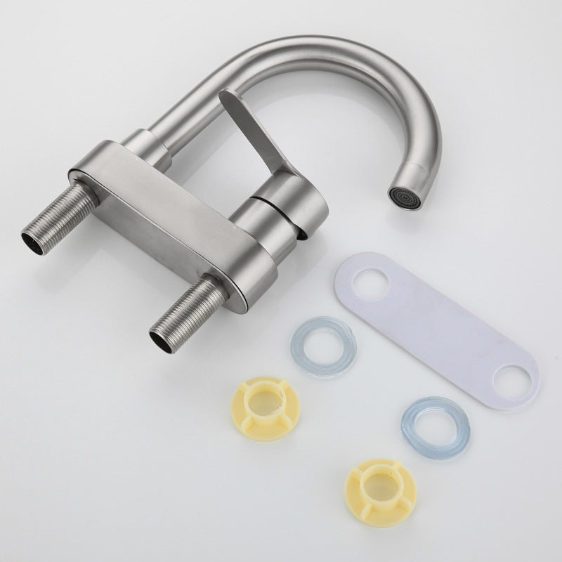 304 stainless steel center faucet bathroom single handle hot and cold sink faucet
