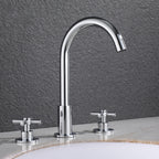 Goose Neck Bathroom Sink Faucet 2 Handles Hot and Cold Water Sink Faucet with Drain