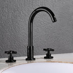 Goose Neck Bathroom Basin Faucet 2 Handles Hot and Cold Water Basin Faucet with Drain