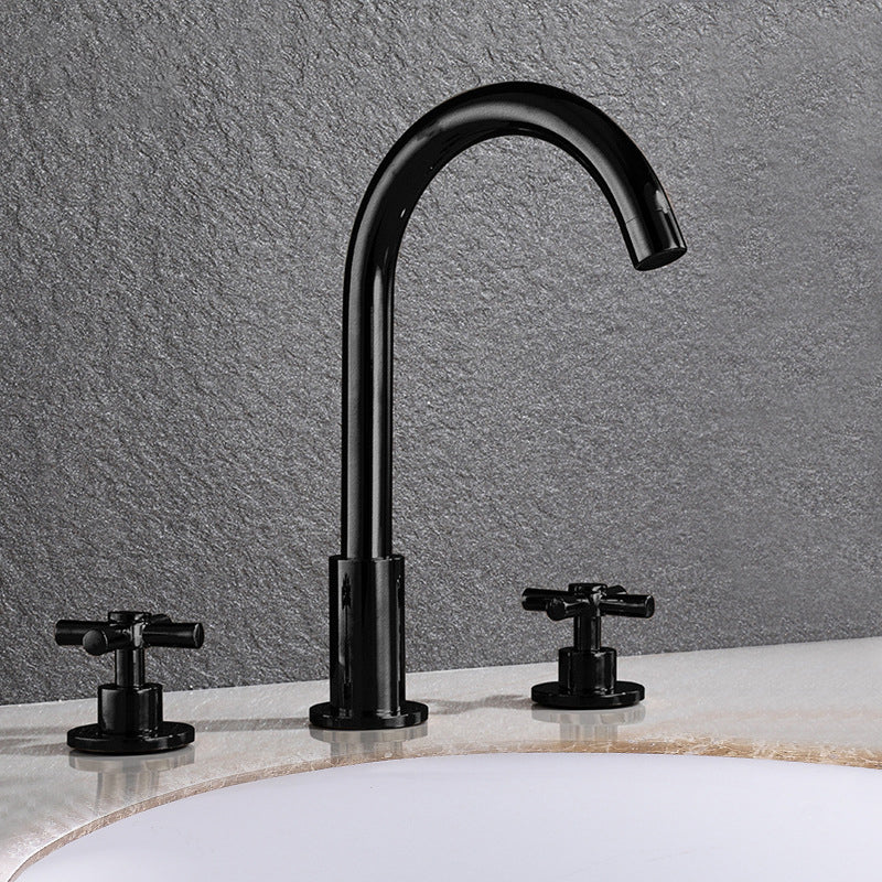Goose Neck Bathroom Basin Faucet 2 Handles Hot and Cold Water Basin Faucet with Drain