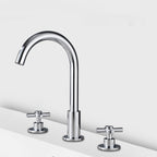 Goose Neck Bathroom Basin Faucet 2 Handles Hot and Cold Water Basin Faucet with Drain