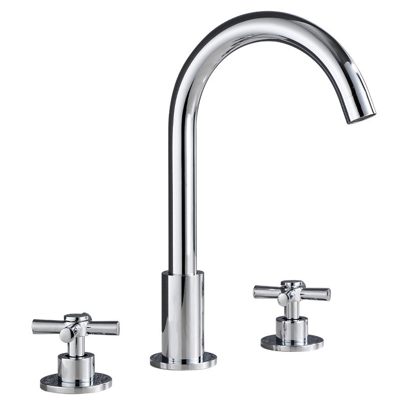 Goose Neck Bathroom Sink Faucet 2 Handles Hot and Cold Water Sink Faucet with Drain