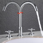 Goose Neck Bathroom Sink Faucet 2 Handles Hot and Cold Water Sink Faucet with Drain
