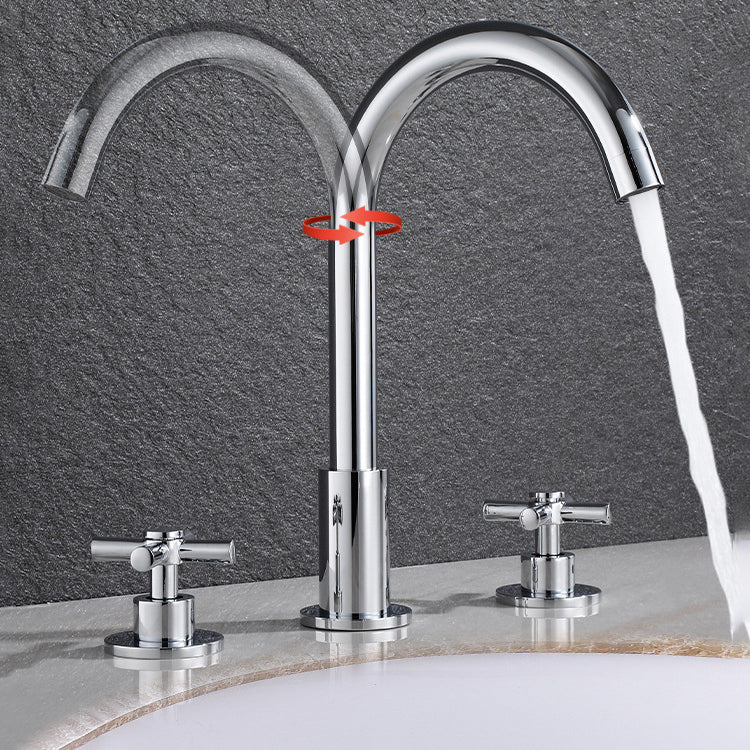 Goose Neck Bathroom Basin Faucet 2 Handles Hot and Cold Water Basin Faucet with Drain