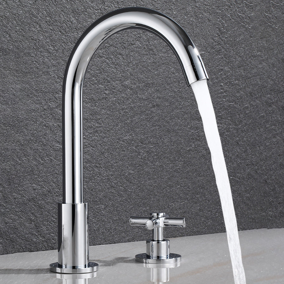 Goose Neck Bathroom Basin Faucet 2 Handles Hot and Cold Water Basin Faucet with Drain