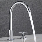 Goose Neck Bathroom Basin Faucet 2 Handles Hot and Cold Water Basin Faucet with Drain