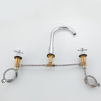 Goose Neck Bathroom Sink Faucet 2 Handles Hot and Cold Water Sink Faucet with Drain