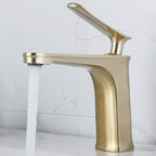 1 Handle Solid Copper Bathroom Sink Faucet Nordic Modern Vanity Faucet with Drain