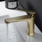 1 Handle Solid Copper Bathroom Sink Faucet Nordic Modern Vanity Faucet with Drain