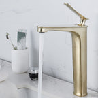 1 Handle Solid Copper Bathroom Sink Faucet Nordic Modern Vanity Faucet with Drain
