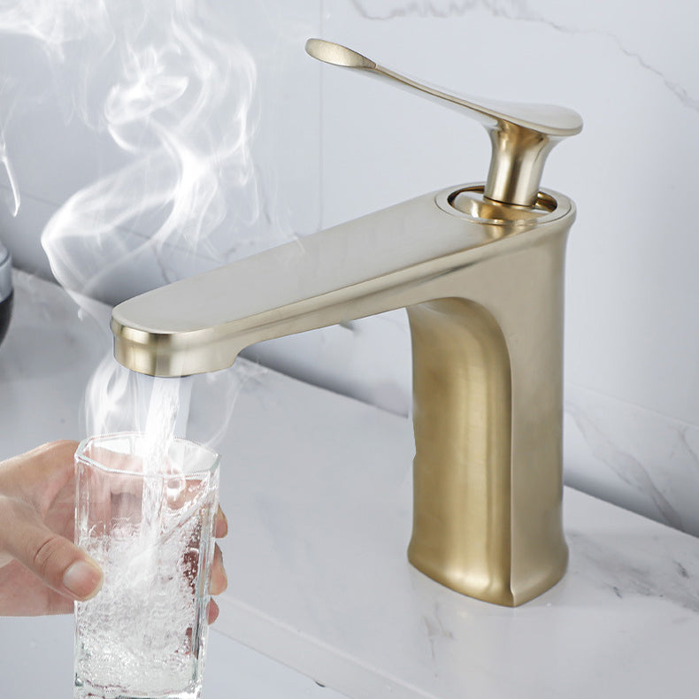 1 Handle Solid Copper Bathroom Sink Faucet Nordic Modern Vanity Faucet with Drain