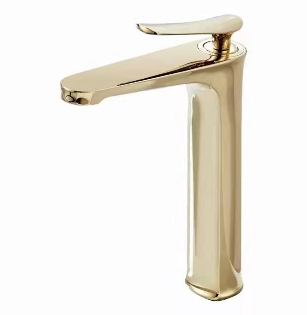 1 Handle Solid Copper Bathroom Sink Faucet Nordic Modern Vanity Faucet with Drain