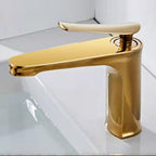 1 Handle Solid Copper Bathroom Sink Faucet Nordic Modern Vanity Faucet with Drain