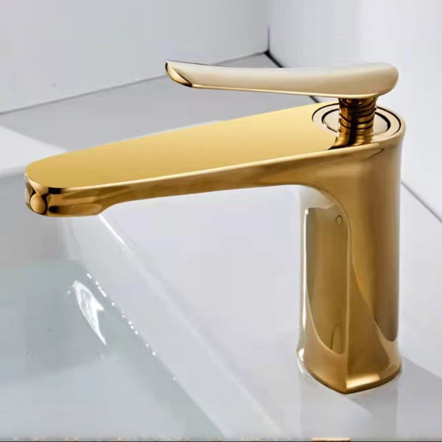 1 Handle Solid Copper Bathroom Sink Faucet Nordic Modern Vanity Faucet with Drain