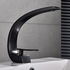 Waterfall Spout Widespread Faucet Modern Lever Handles Faucet