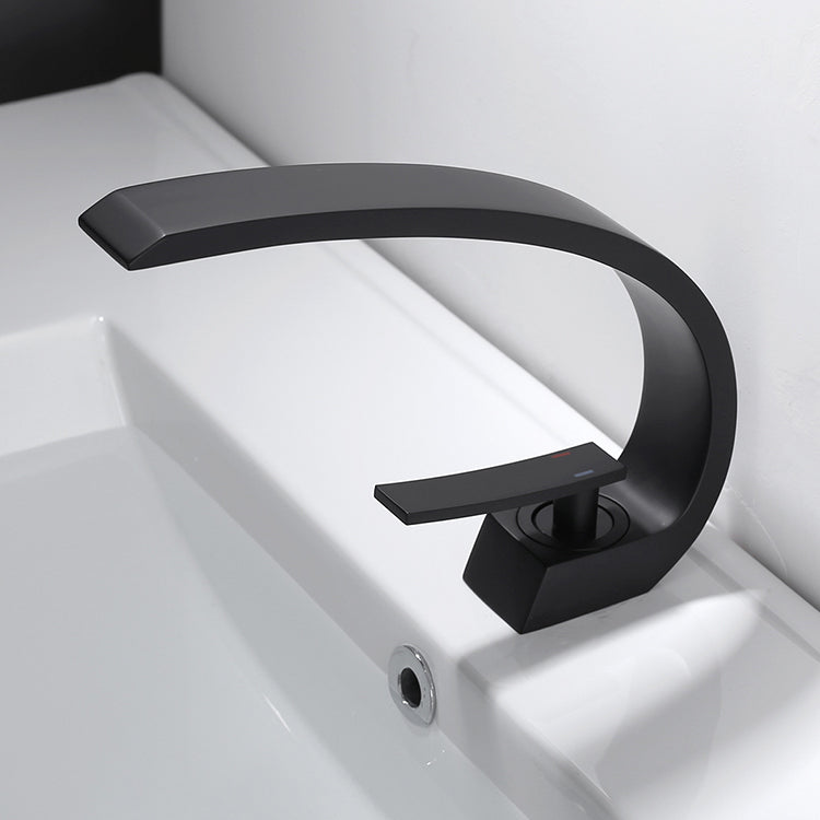 Waterfall Spout Widespread Faucet Modern Lever Handles Faucet
