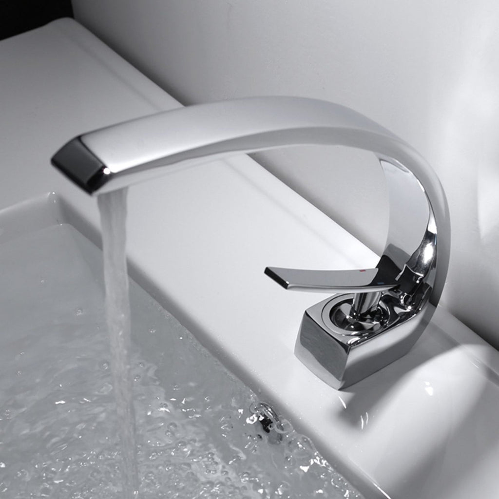 Waterfall Spout Widespread Faucet Modern Lever Handles Faucet
