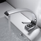 Waterfall Spout Widespread Faucet Modern Lever Handles Faucet