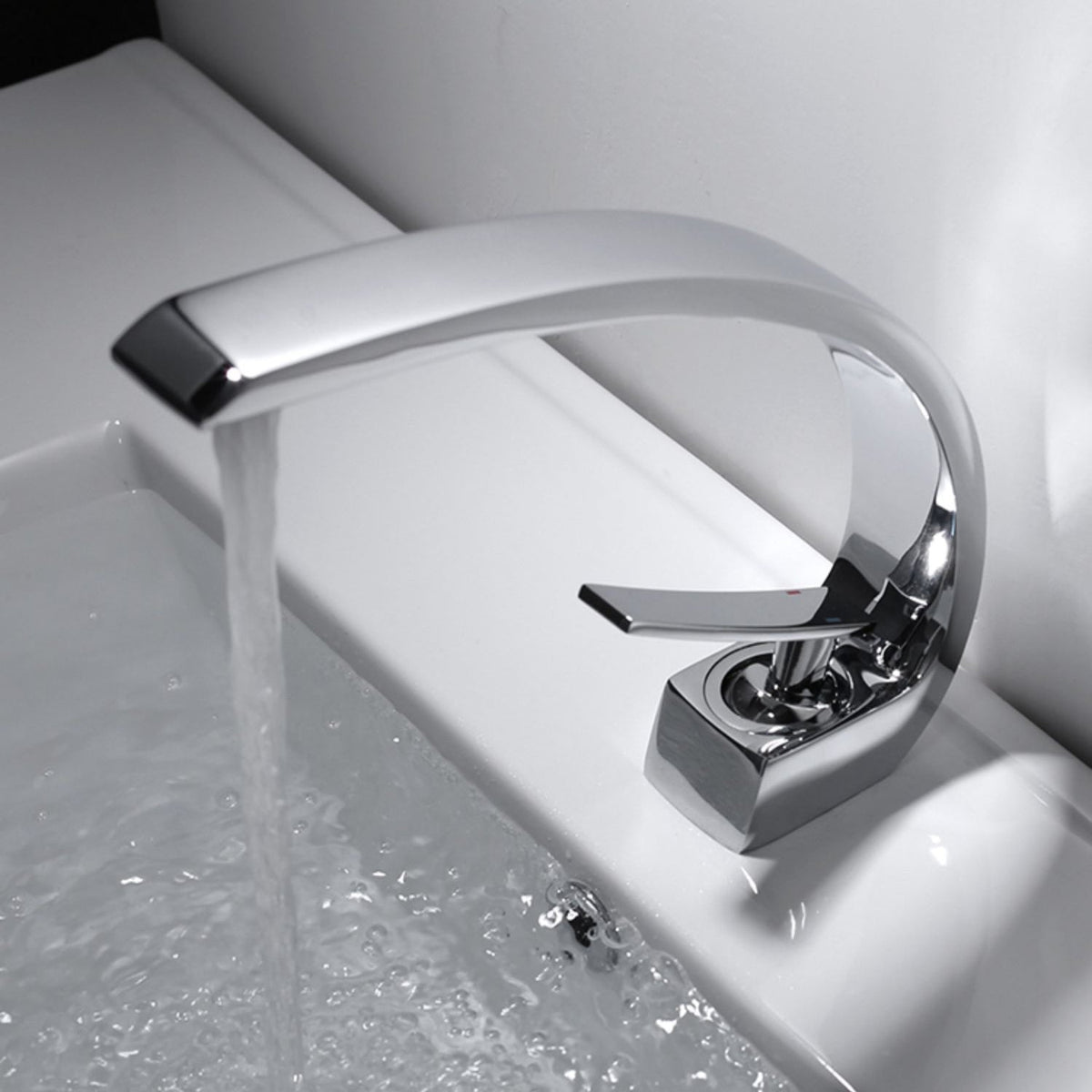 Waterfall Spout Widespread Faucet Modern Lever Handles Faucet