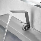 Metal Waterfall Spout Sink Faucet Lever Handles Vessel Sink Faucet