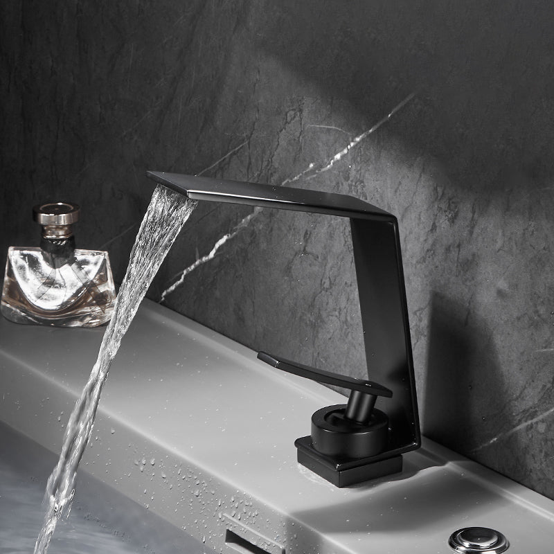 Metal Waterfall Spout Sink Faucet Lever Handles Vessel Sink Faucet