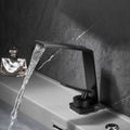 Metal Waterfall Spout Sink Faucet Lever Handles Vessel Sink Faucet