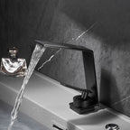 Metal Waterfall Spout Sink Faucet Lever Handles Vessel Sink Faucet