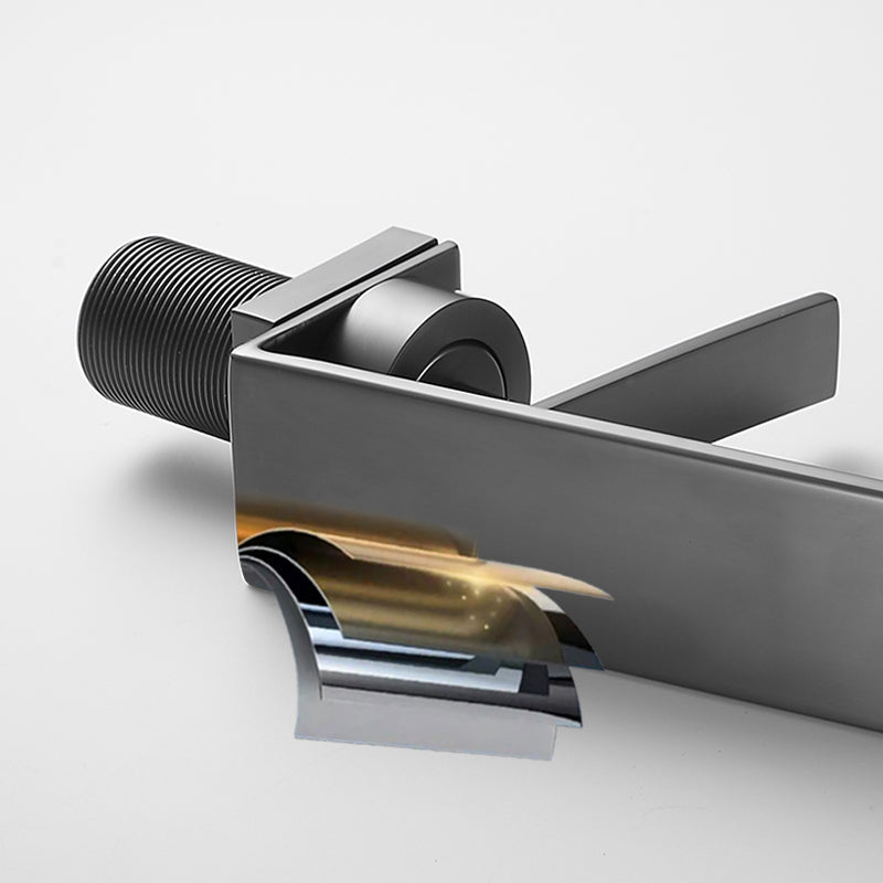 Metal Waterfall Spout Sink Faucet Lever Handles Vessel Sink Faucet