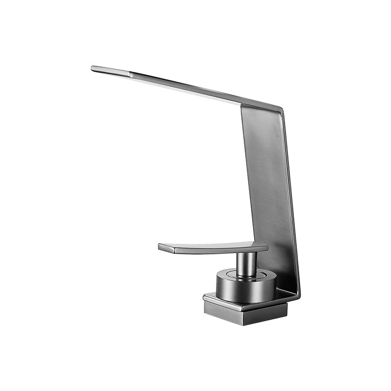 Metal Waterfall Spout Sink Faucet Lever Handles Vessel Sink Faucet