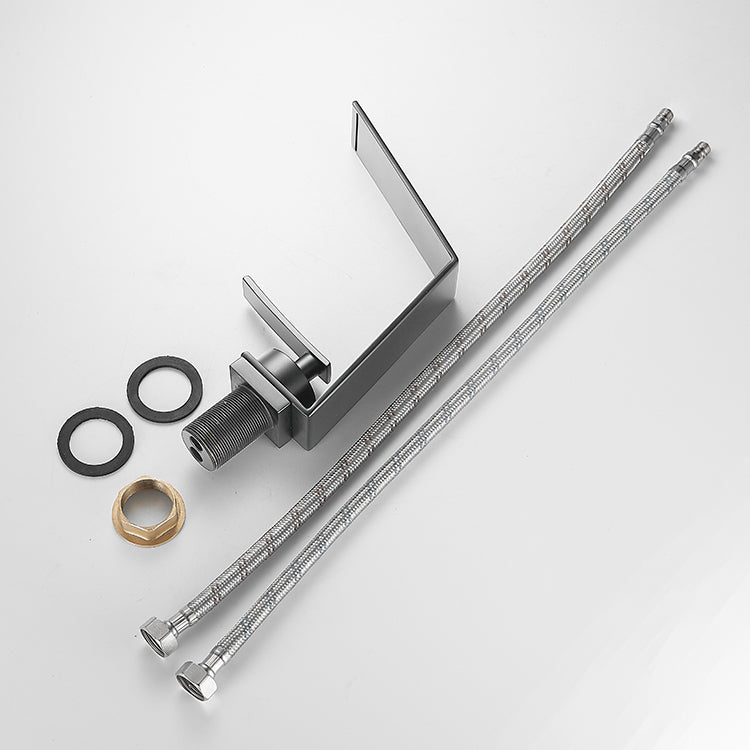 Metal Waterfall Spout Sink Faucet Lever Handles Vessel Sink Faucet