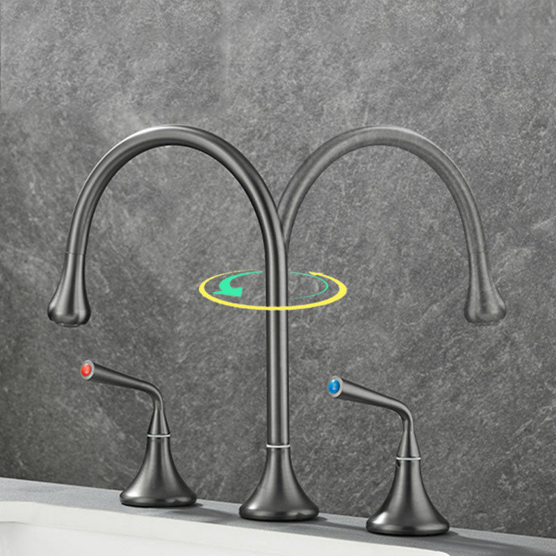 Double Handle Tub Spout Deck Mounted High Arc Brass Modern Roman Tub Spout