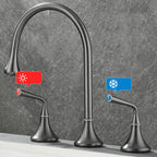 Double Handle Tub Filler Deck Mounted High Arc Brass Modern Roman Tub Filler