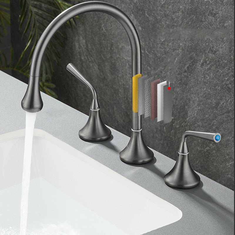 Double Handle Tub Spout Deck Mounted High Arc Brass Modern Roman Tub Spout