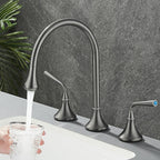 Double Handle Tub Filler Deck Mounted High Arc Brass Modern Roman Tub Filler