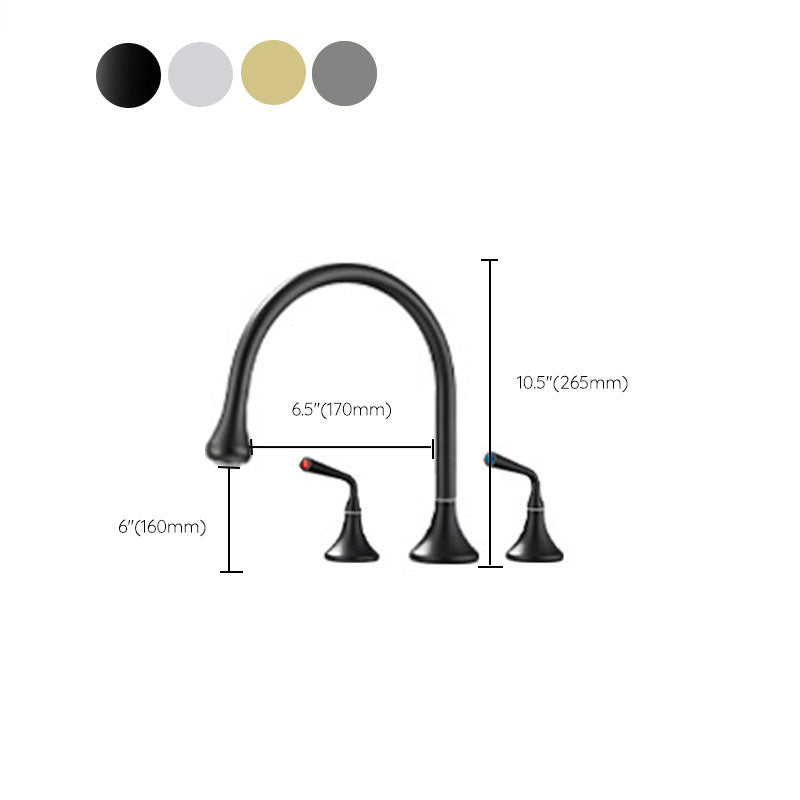 Double Handle Tub Spout Deck Mounted High Arc Brass Modern Roman Tub Spout