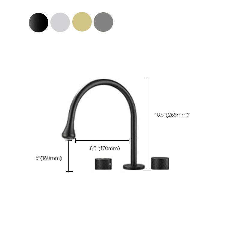 Double Handle Tub Spout Deck Mounted High Arc Brass Modern Roman Tub Spout
