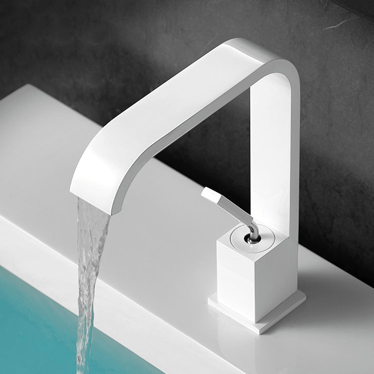 Waterfall Spout Widespread Sink Faucet Modern Metal Widespread Sink Faucet