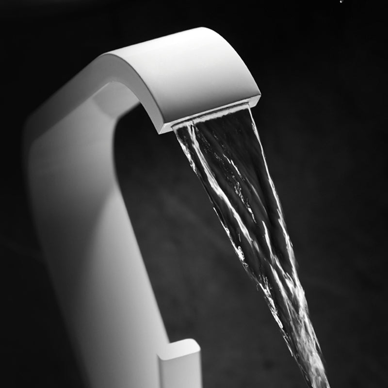 Waterfall Spout Widespread Sink Faucet Modern Metal Widespread Sink Faucet