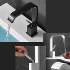 Waterfall Spout Widespread Sink Faucet Modern Metal Widespread Sink Faucet