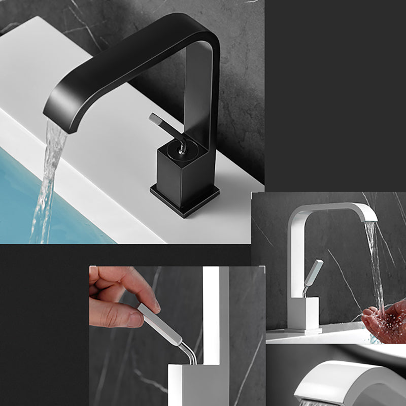 Waterfall Spout Widespread Sink Faucet Modern Metal Widespread Sink Faucet