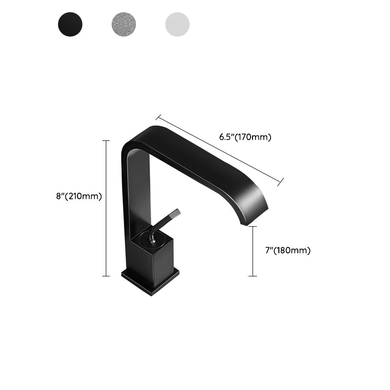 Waterfall Spout Widespread Sink Faucet Modern Metal Widespread Sink Faucet