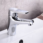 Modern Brass Bathroom Sink Faucet Round Lever Handles Sink Faucet