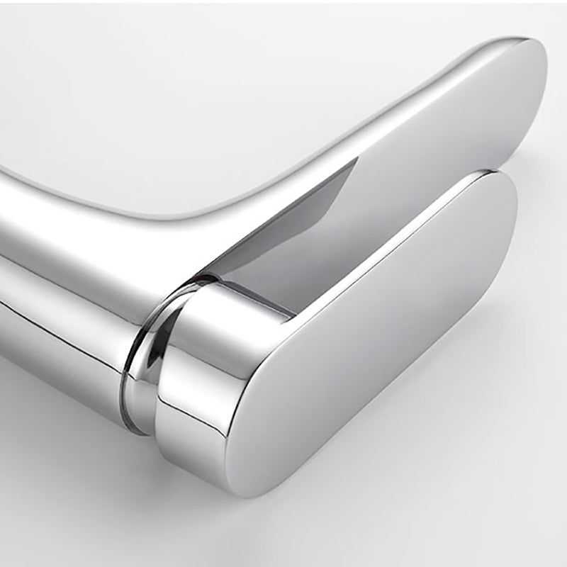 Modern Brass Bathroom Sink Faucet Round Lever Handles Sink Faucet