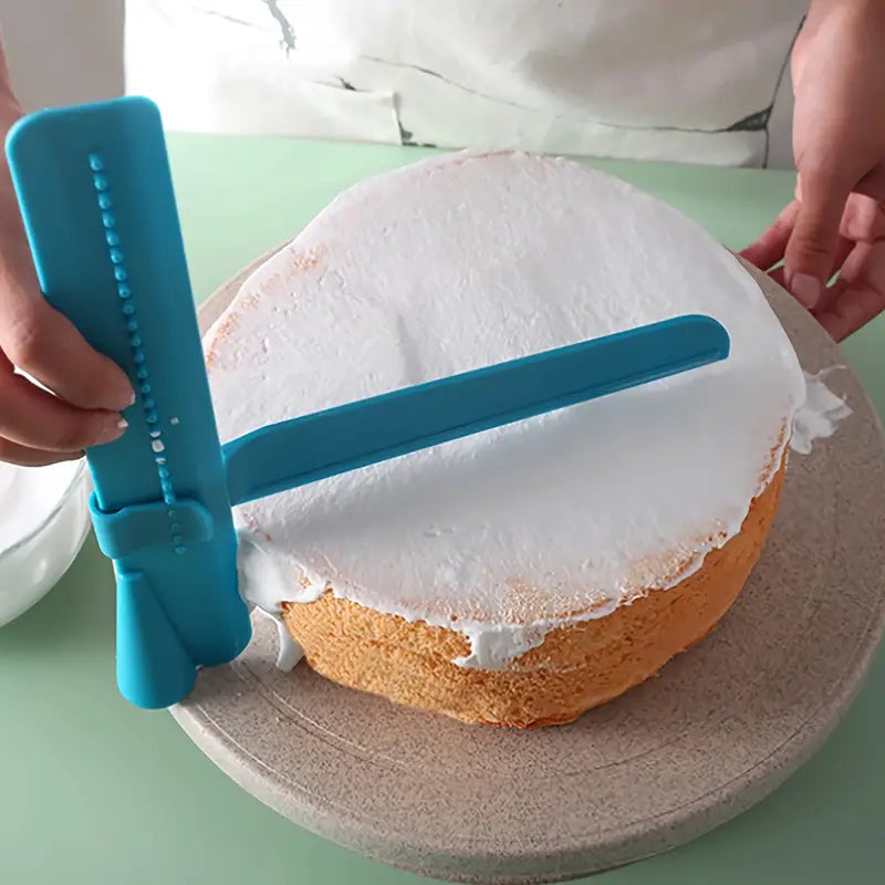Cake smoothing tool for even spreading and decorating of cakes