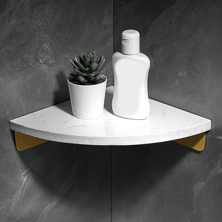 Marble 2-piece Bathroom Accessory Set Brushed Metal Bathroom Shelf