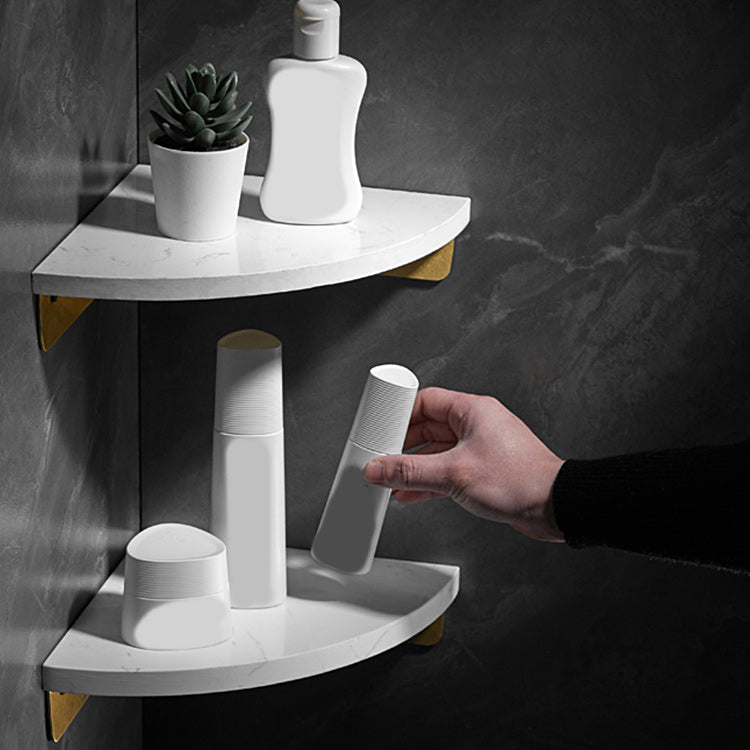 Marble 2-piece Bathroom Accessory Set Brushed Metal Bathroom Shelf