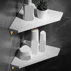 Marble 2-piece Bathroom Accessory Set Brushed Metal Bathroom Shelf