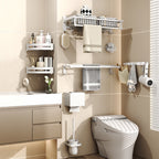 Modern style bathroom accessory set with bathroom shelf/towel rack/toilet brush in white