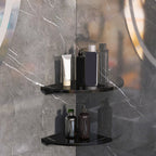 3-piece modern bathroom accessory set marble and metal bathroom shelf