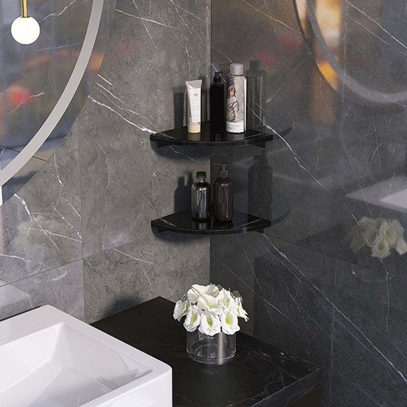 3-piece modern bathroom accessory set marble and metal bathroom shelf
